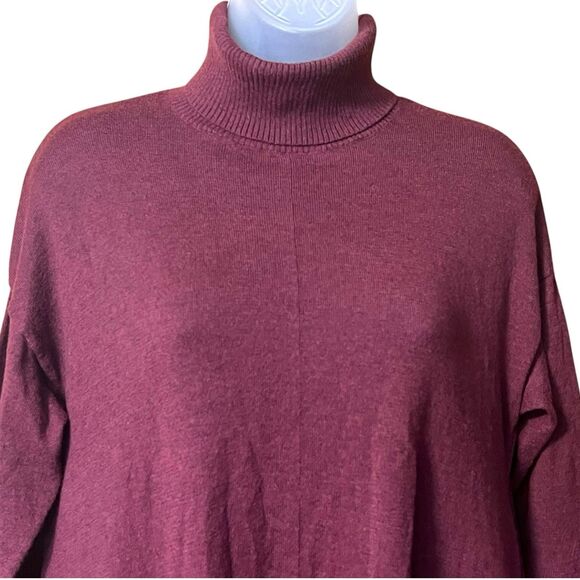 Turtleneck  Sweater Tunic Wool Blend Sharkbite Hem Sz S Lagenlook Goblincore - Picture 2 of 9